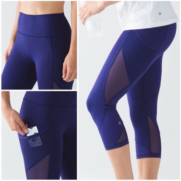 Lululemon NWT Capri Fast As Light Crop Sheer Mesh Workout Leggings Sz 4 Running - Picture 1 of 16